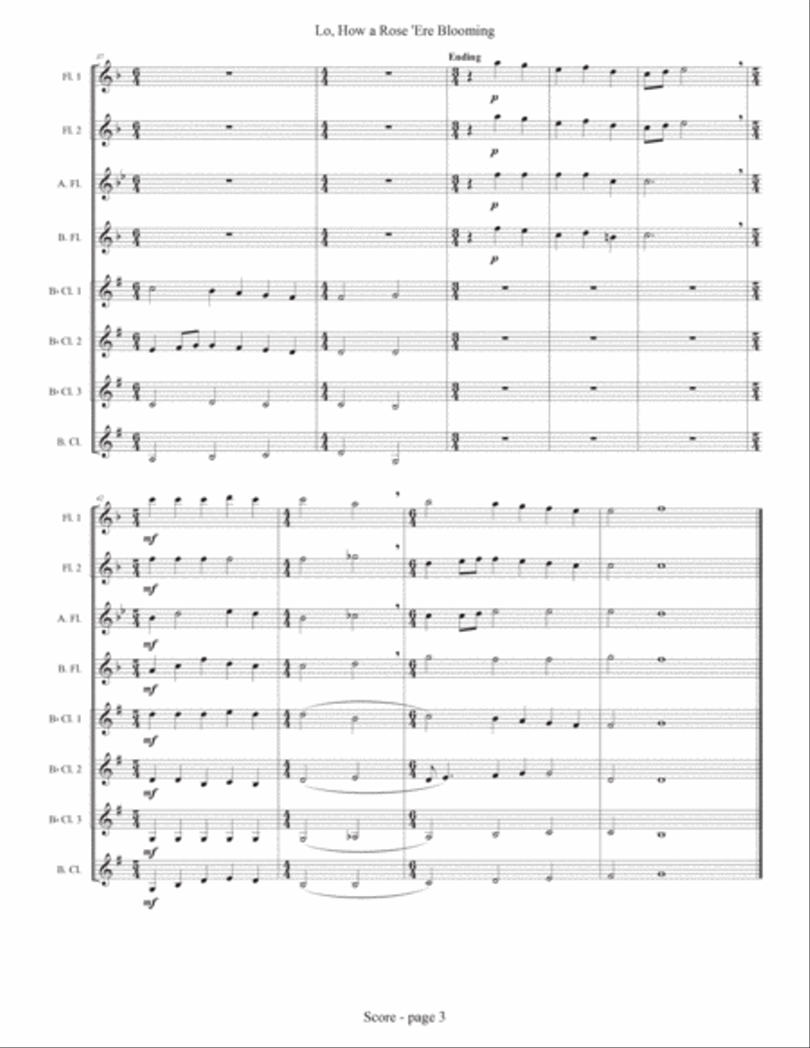 Lo, How a Rose E'er Blooming! Woodwind Ensemble scores gallery preview page 3