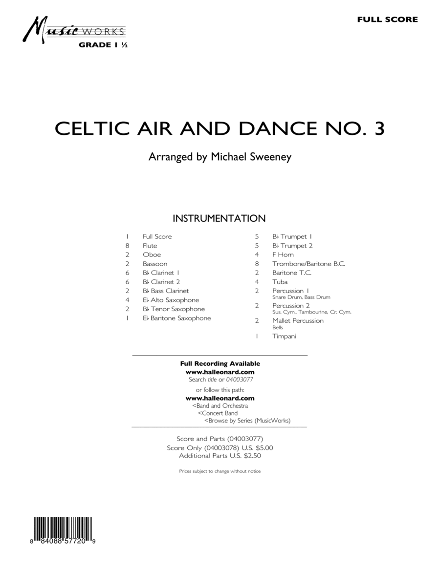 Celtic Air & Dance No. 3 - Full Score Concert Band scores gallery preview page 1