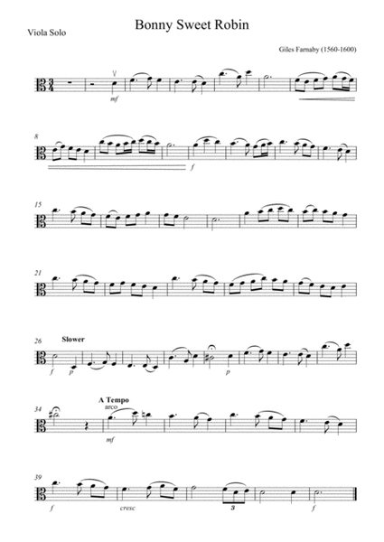 Bonny Sweet Robin (for viola and easy strings)