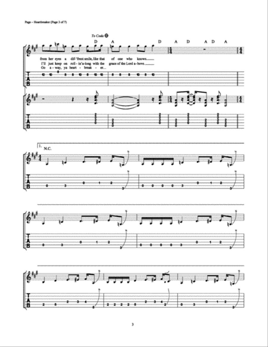 Heartbreaker Easy Guitar scores gallery preview page 3