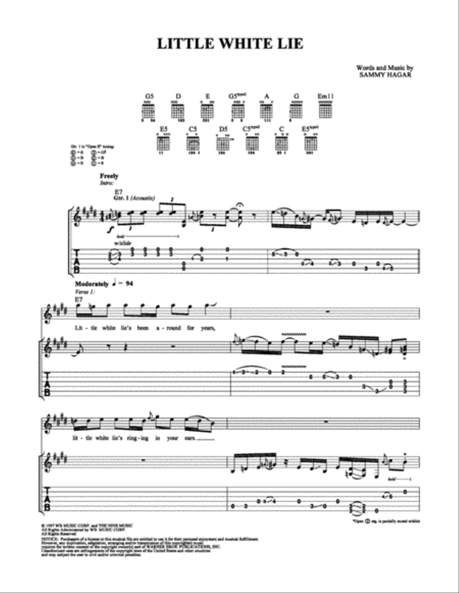 Little White Lie Little White Lie Electric Guitar scores gallery preview page 1