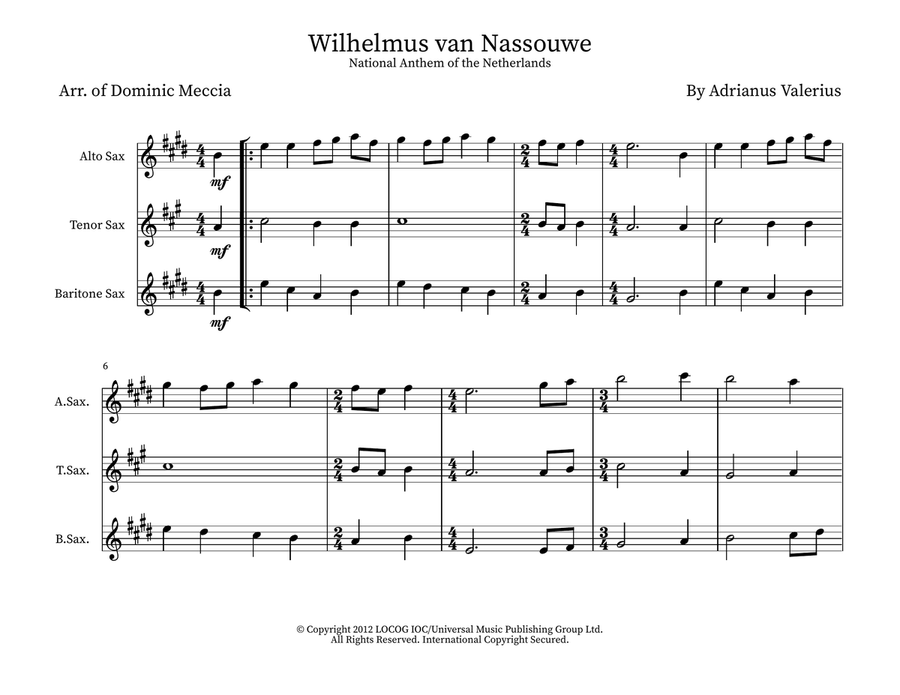 Wilhelmus (netherlands National Anthem) Woodwind Trio scores gallery preview page 1