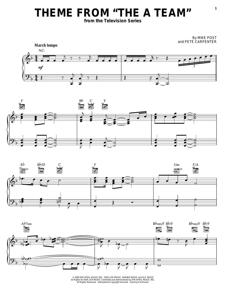 Theme from The A-Team Piano Solo scores gallery preview page 1