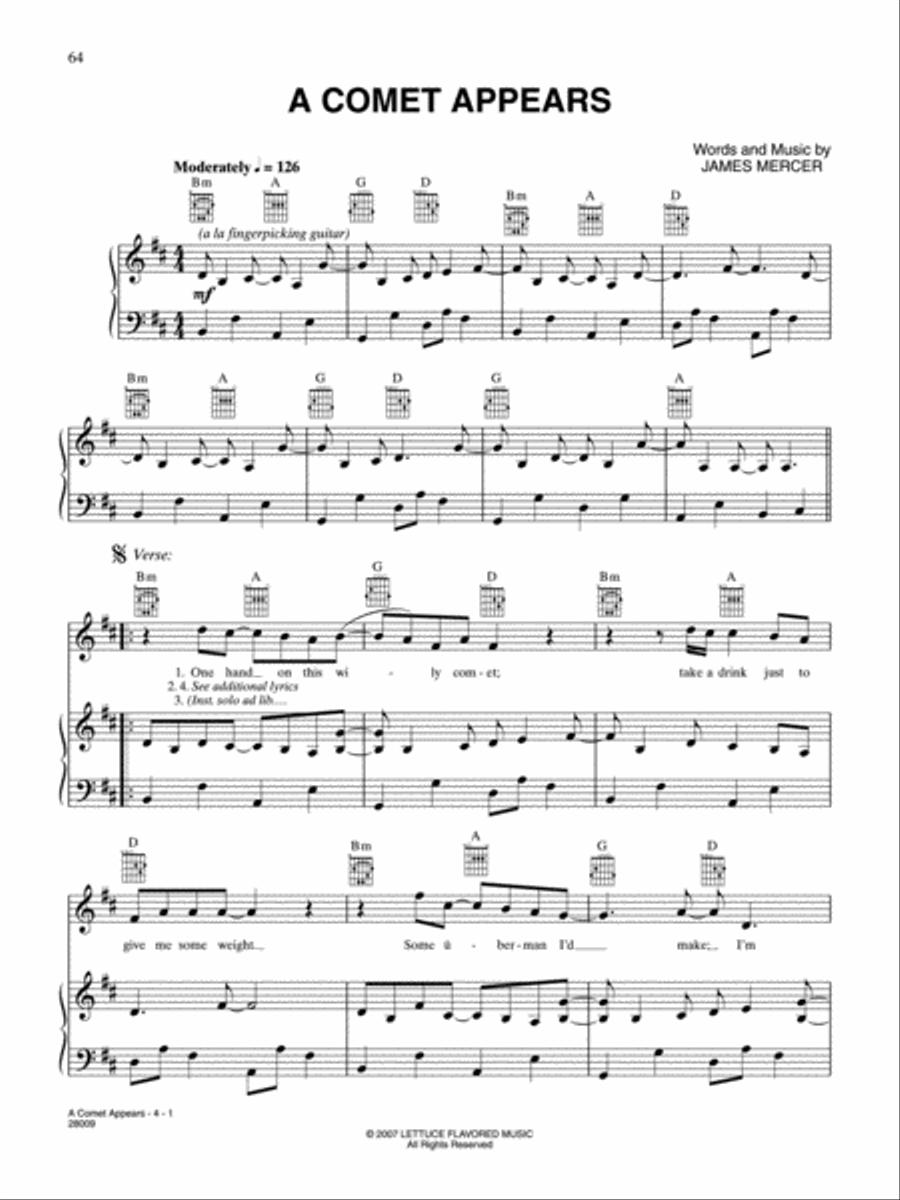 A Comet Appears Piano, Vocal, Guitar scores gallery preview page 1