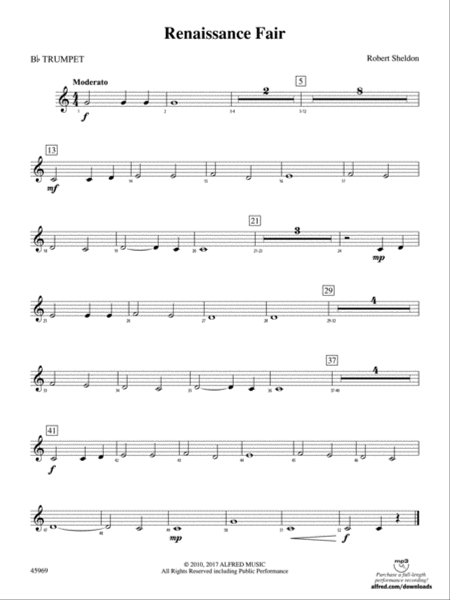 Renaissance Fair: 1st B-flat Trumpet Concert Band scores gallery preview page 1