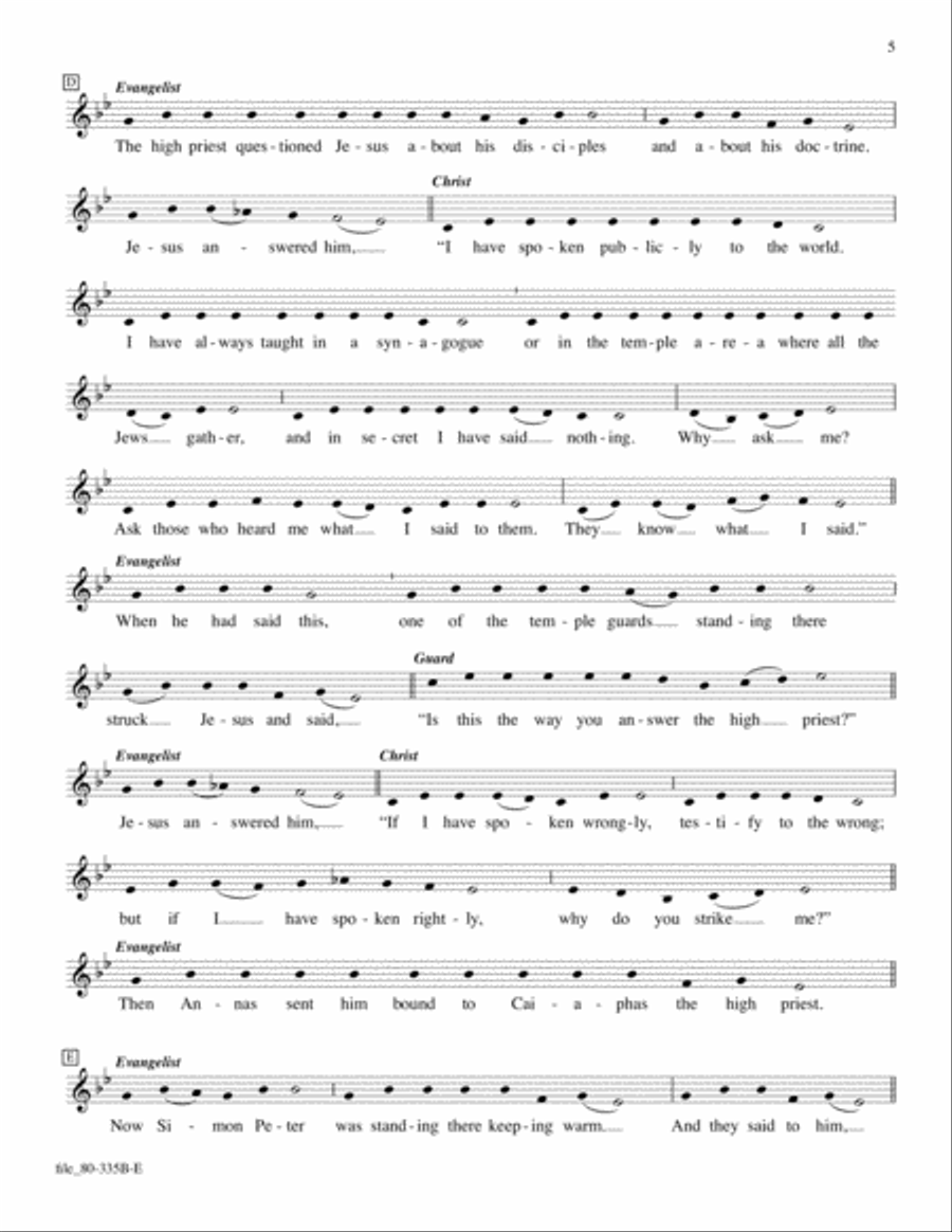 The Passion of Our Lord Jesus Christ according to John (Version without Choir) (Downloadable Version without Choir) Choir scores gallery preview page 5