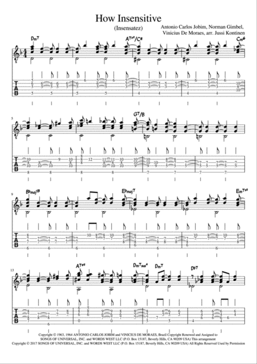 How Insensitive (insensatez) Electric Guitar scores gallery preview page 1