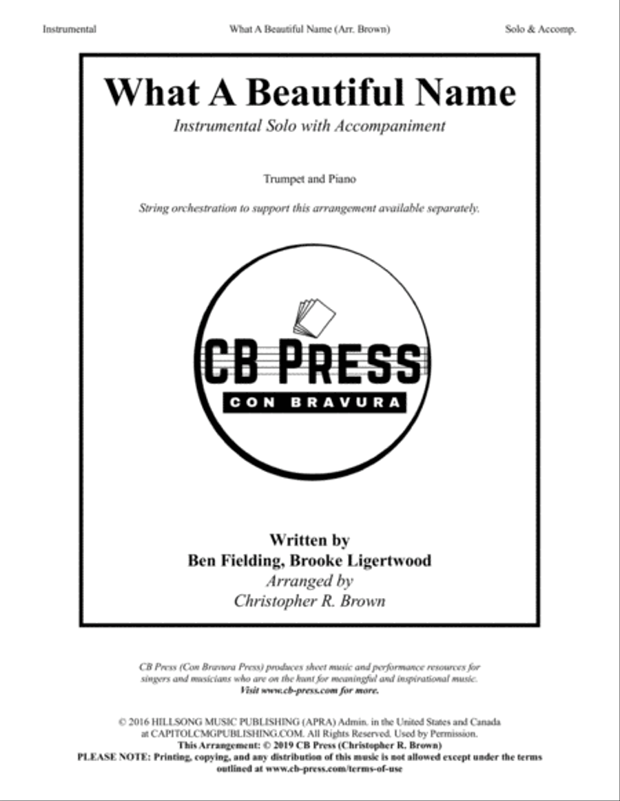 What A Beautiful Name Trumpet Solo scores gallery preview page 1