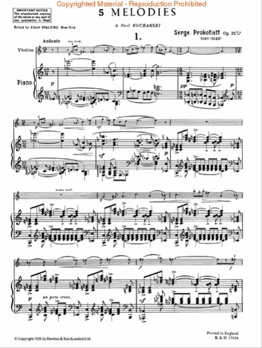 Five Melodies, Op. 35a Violin Solo scores gallery preview page 2
