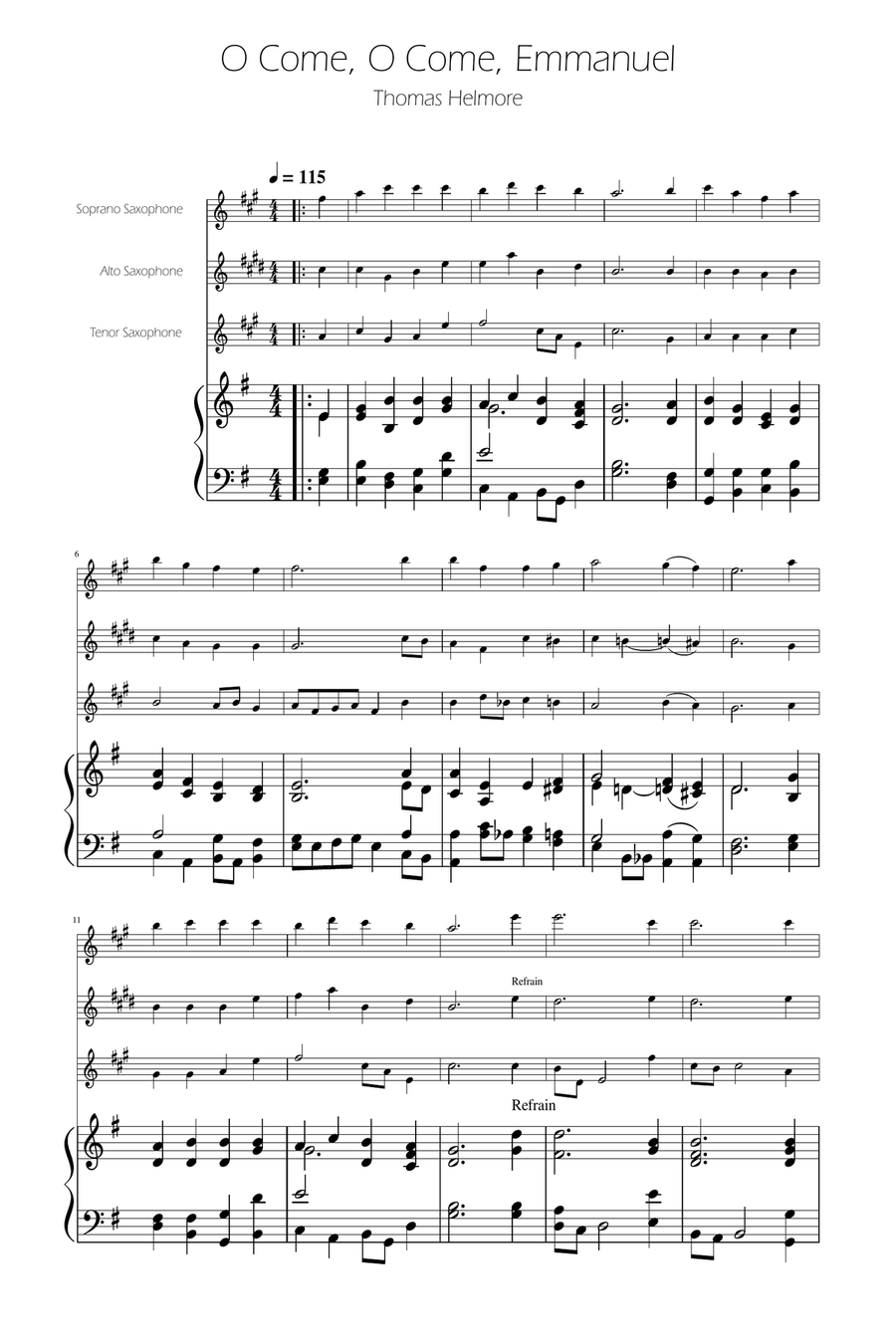O Come, O Come, Emmanuel - Sax Trio SAT SAT scores gallery preview page 1