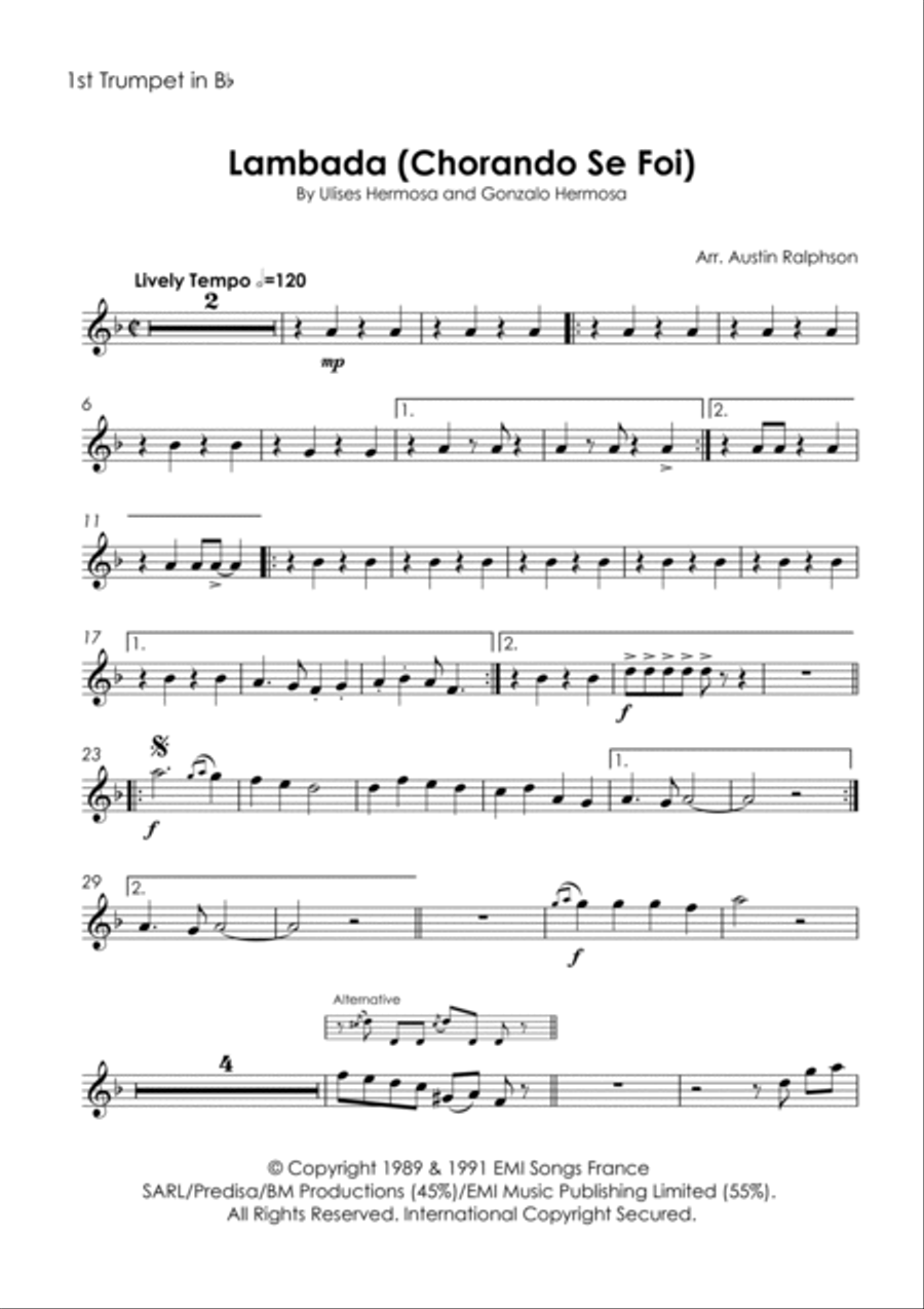 Chorando Se Foi (lambada) Horn scores gallery preview page 3