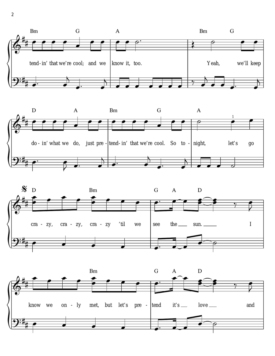 Live While We're Young Easy Piano scores gallery preview page 2