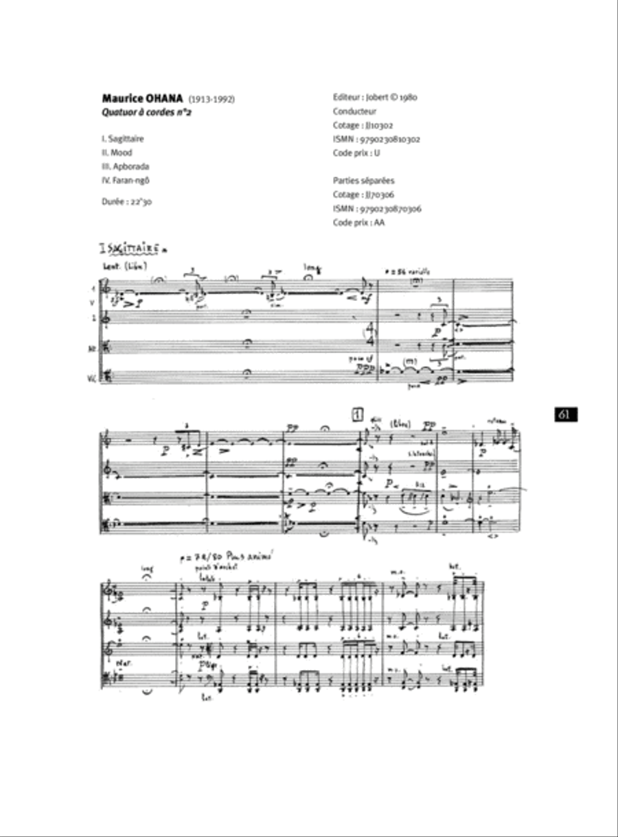 Quatuor a cordes No. 2 String Quartet scores gallery preview page 2