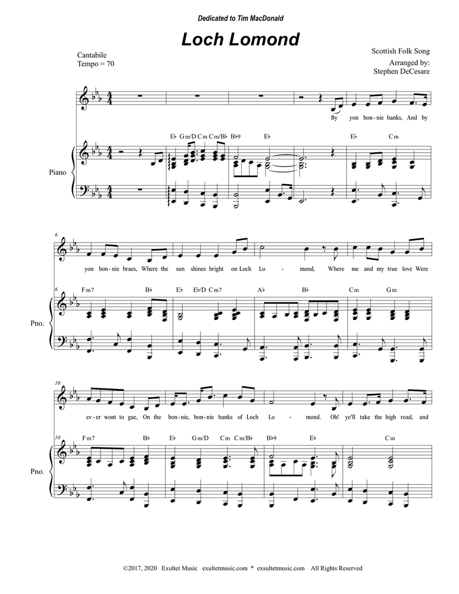 Loch Lomond (Vocal solo) Piano, Vocal scores gallery preview page 1