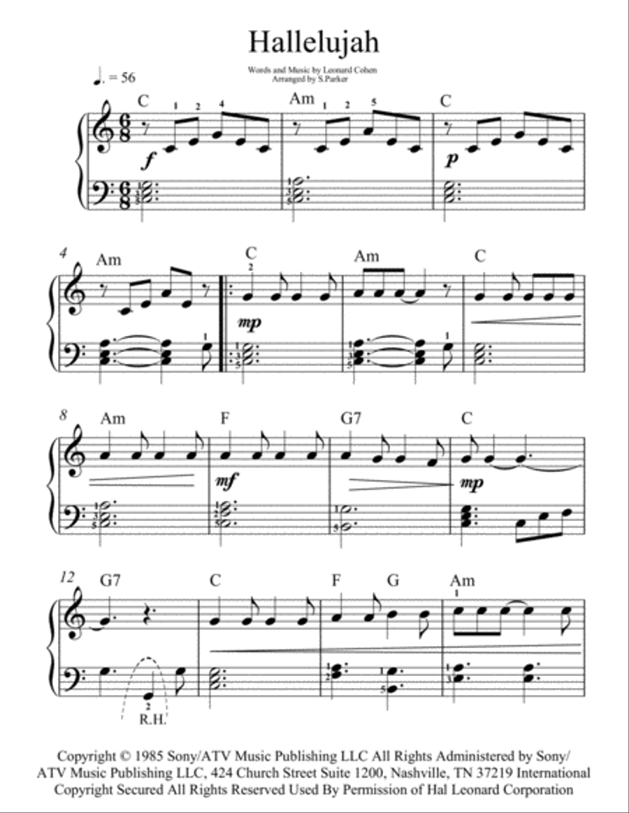 Hallelujah Hallelujah Easy Piano scores gallery preview page 2