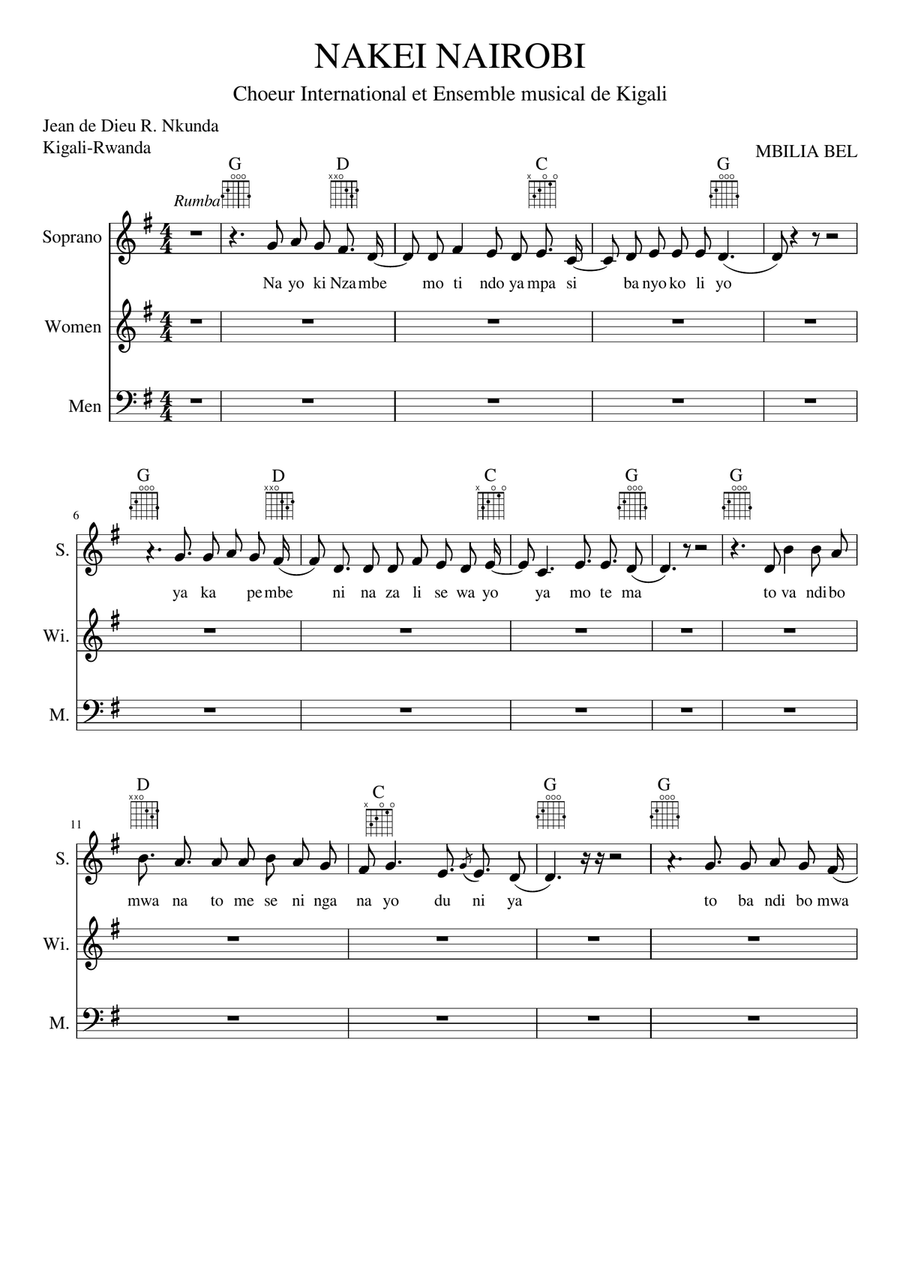 Nakei Nairobi by Mbilia Bell SATB 4-Part scores gallery preview page 1
