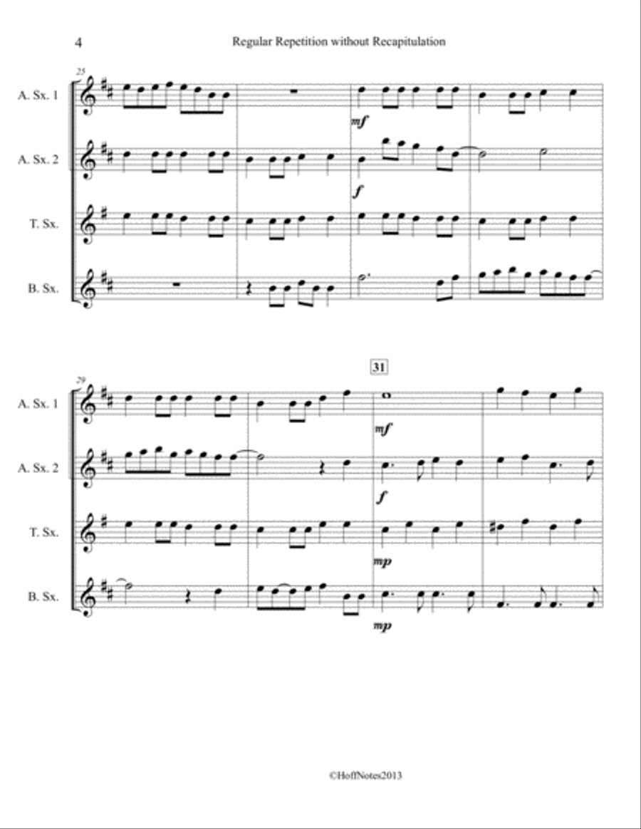 Regular Repetition without Recapitulation Woodwind Quartet scores gallery preview page 4
