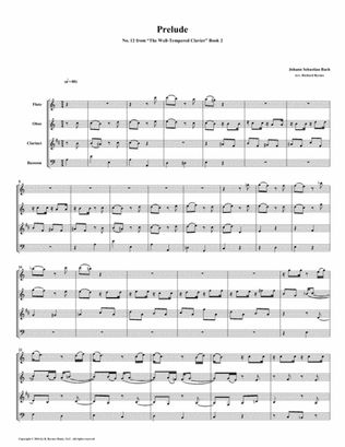 Prelude 12 from Well-Tempered Clavier, Book 2 (Woodwind Quartet)