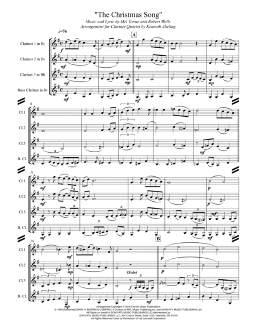 The Christmas Song (Chestnuts Roasting On An Open Fire) Woodwind Ensemble scores gallery preview page 2