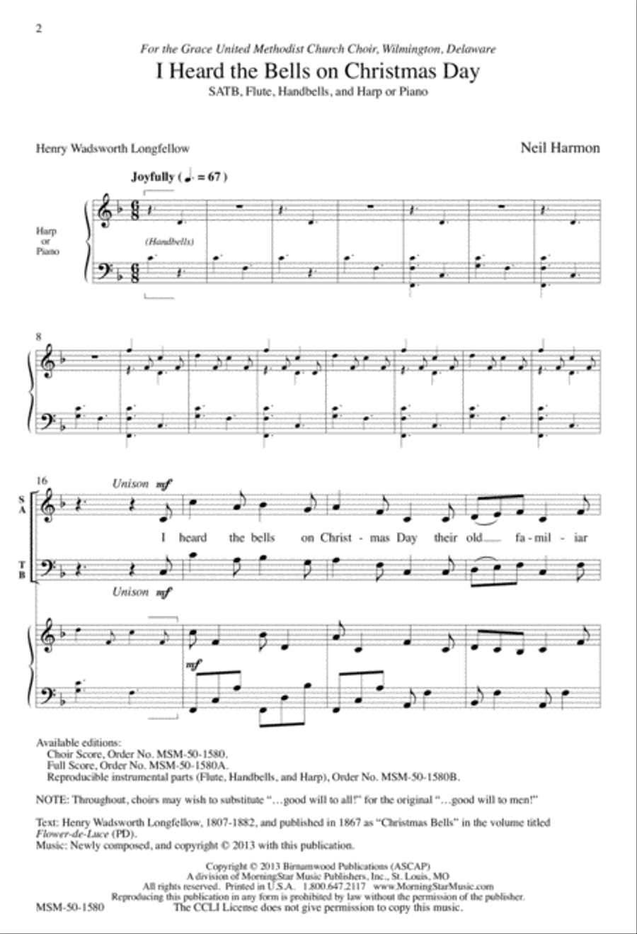 I Heard the Bells on Christmas Day 4-Part scores gallery preview page 2