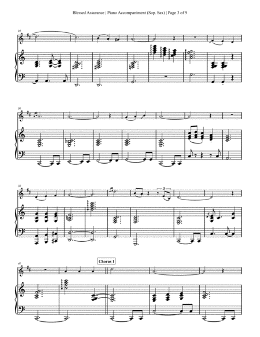 Blessed Assurance - Soprano Saxophone Solo with Piano Accompaniment Soprano Saxophone scores gallery preview page 3