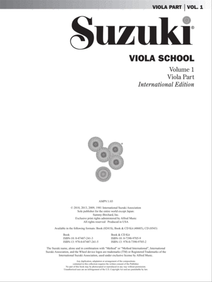 Suzuki Viola School, Volume 1