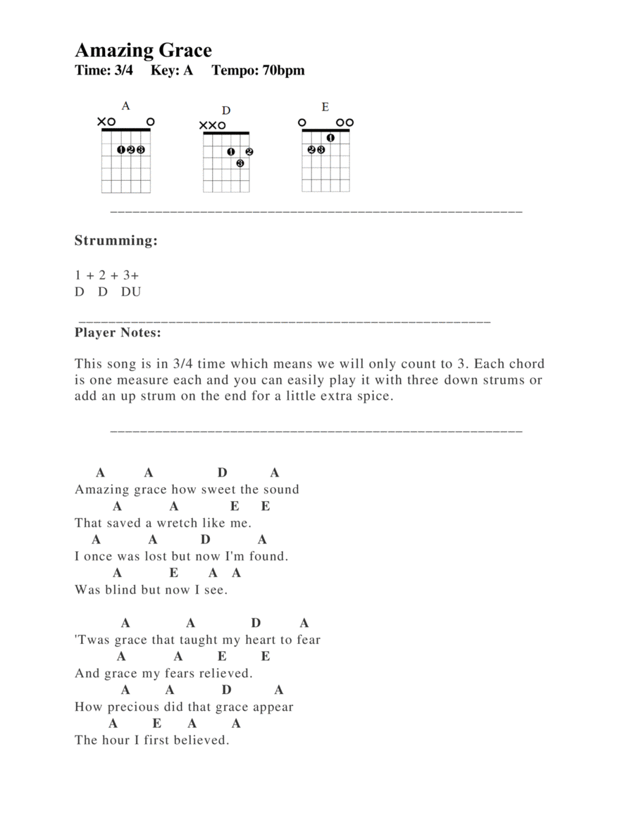 Amazing Grace Piano scores gallery preview page 1