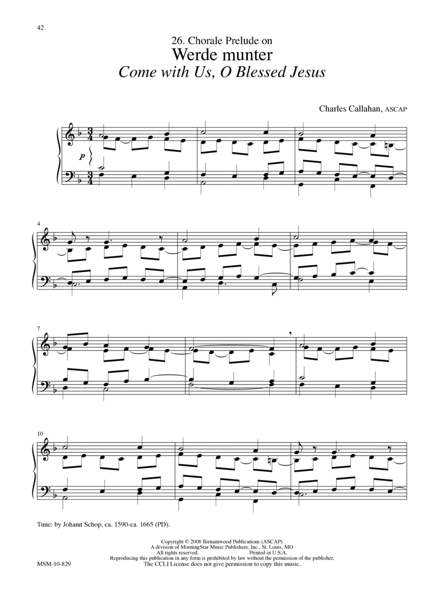 Chorale Prelude on Werde munter Come with Us, O Blessed Jesus) Organ scores gallery preview page 1