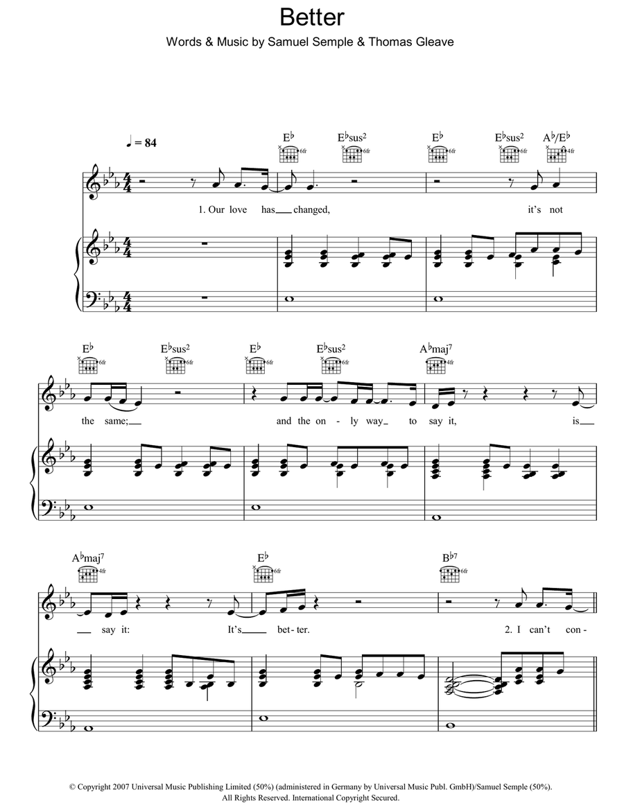 Better Better Piano, Vocal, Guitar scores gallery preview page 1