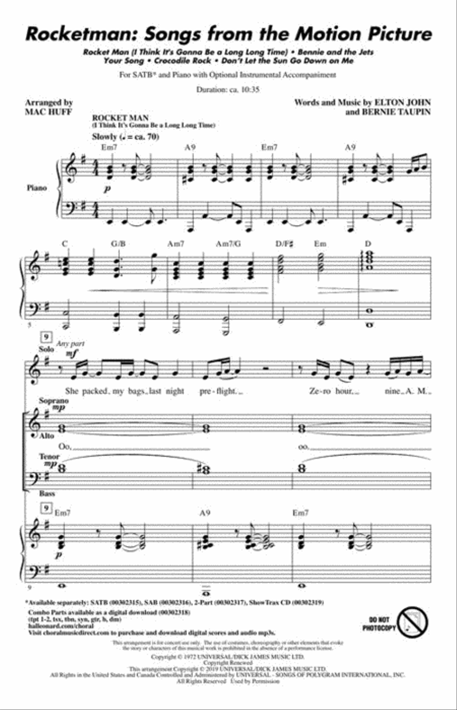 Rocketman: Songs from the Motion Picture 4-Part scores gallery preview page 3