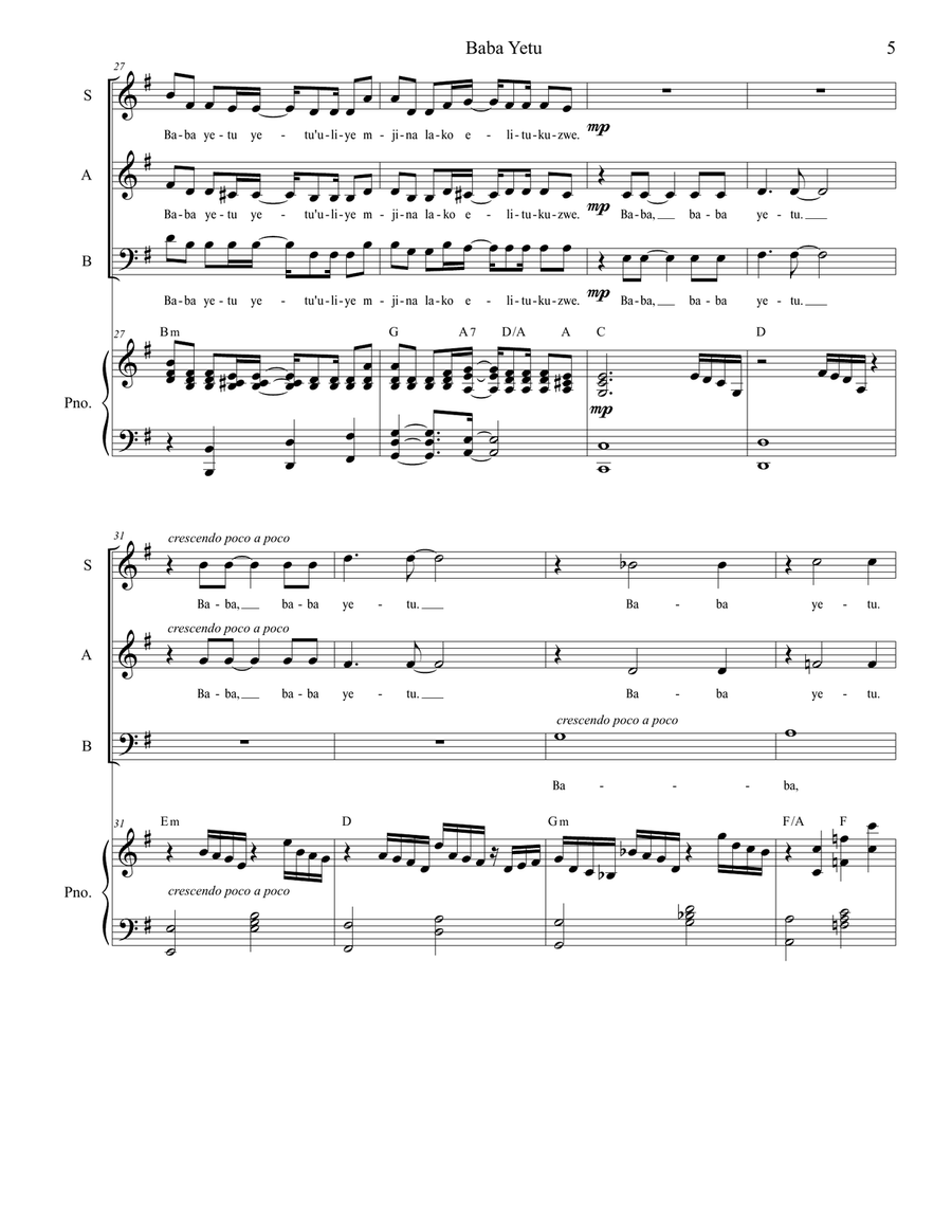 Baba Yetu Baba Yetu 3-Part scores gallery preview page 5
