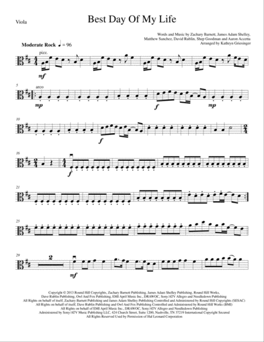 Best Day Of My Life String Quartet scores gallery preview page 5