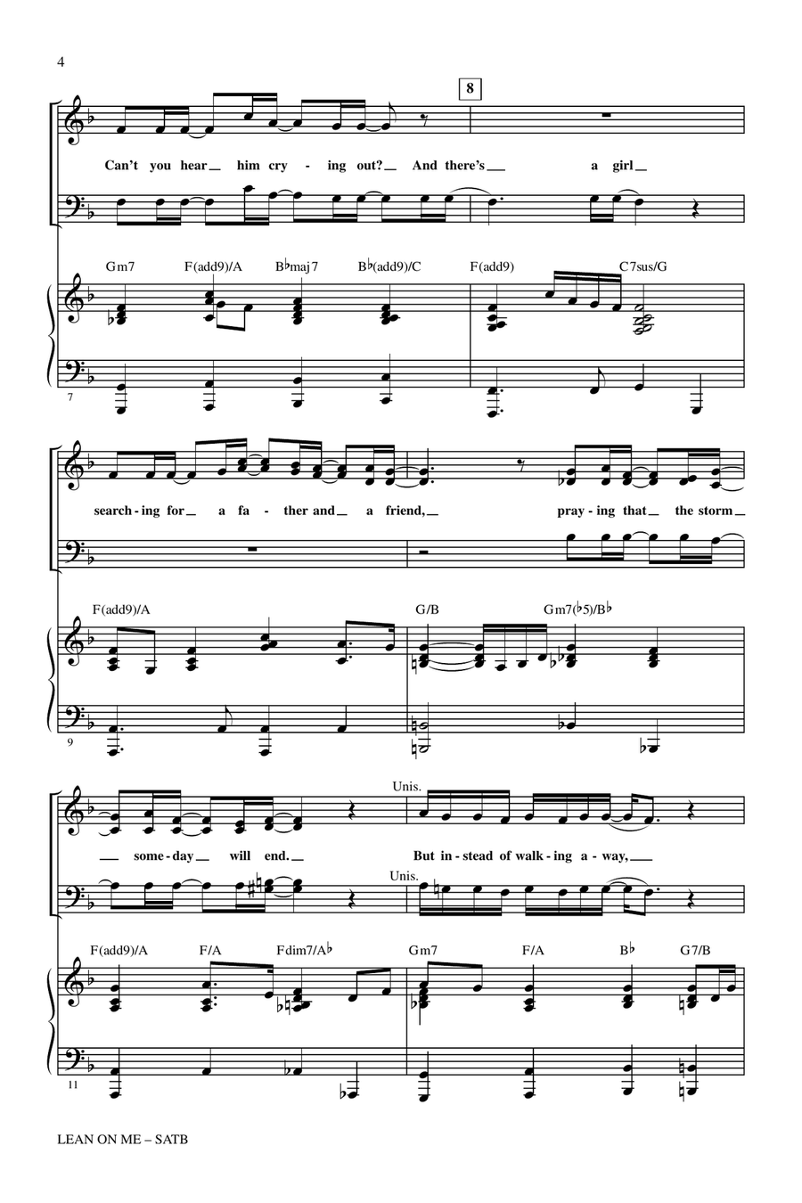 Lean On Me (arr. Andre Williams) 4-Part scores gallery preview page 2