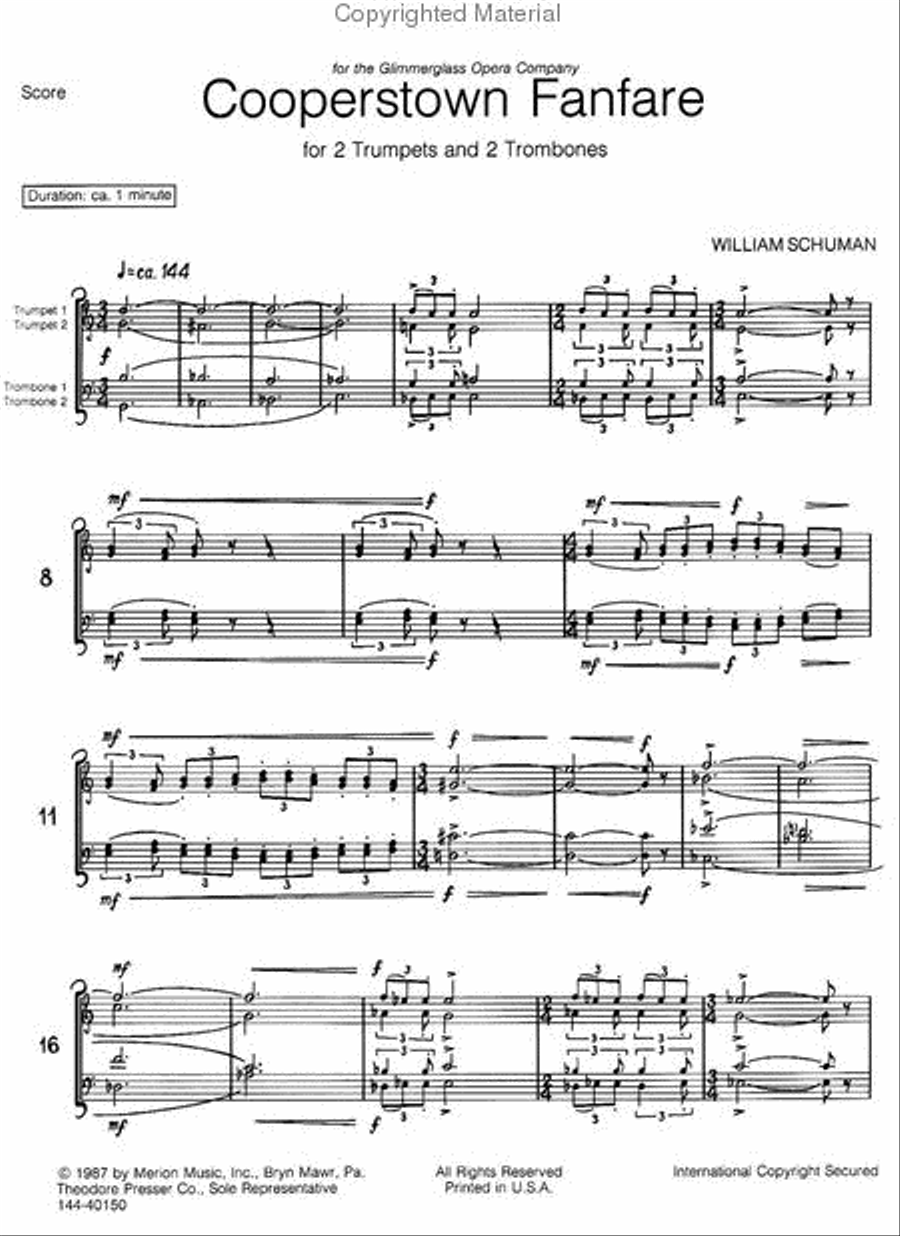 Cooperstown Fanfare Cooperstown Fanfare Chamber Music scores gallery preview page 2