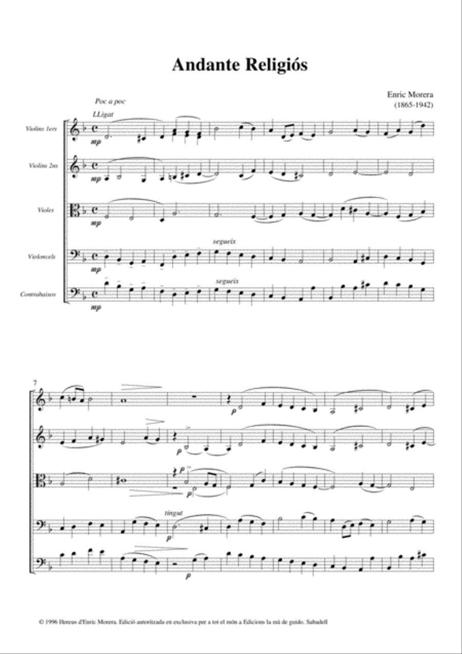 Andante Religiós String Orchestra scores gallery preview page 5