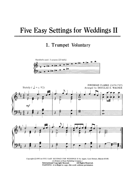 Five Easy Setting for Weddings Vol. 2- 3 Octave-Digital Download