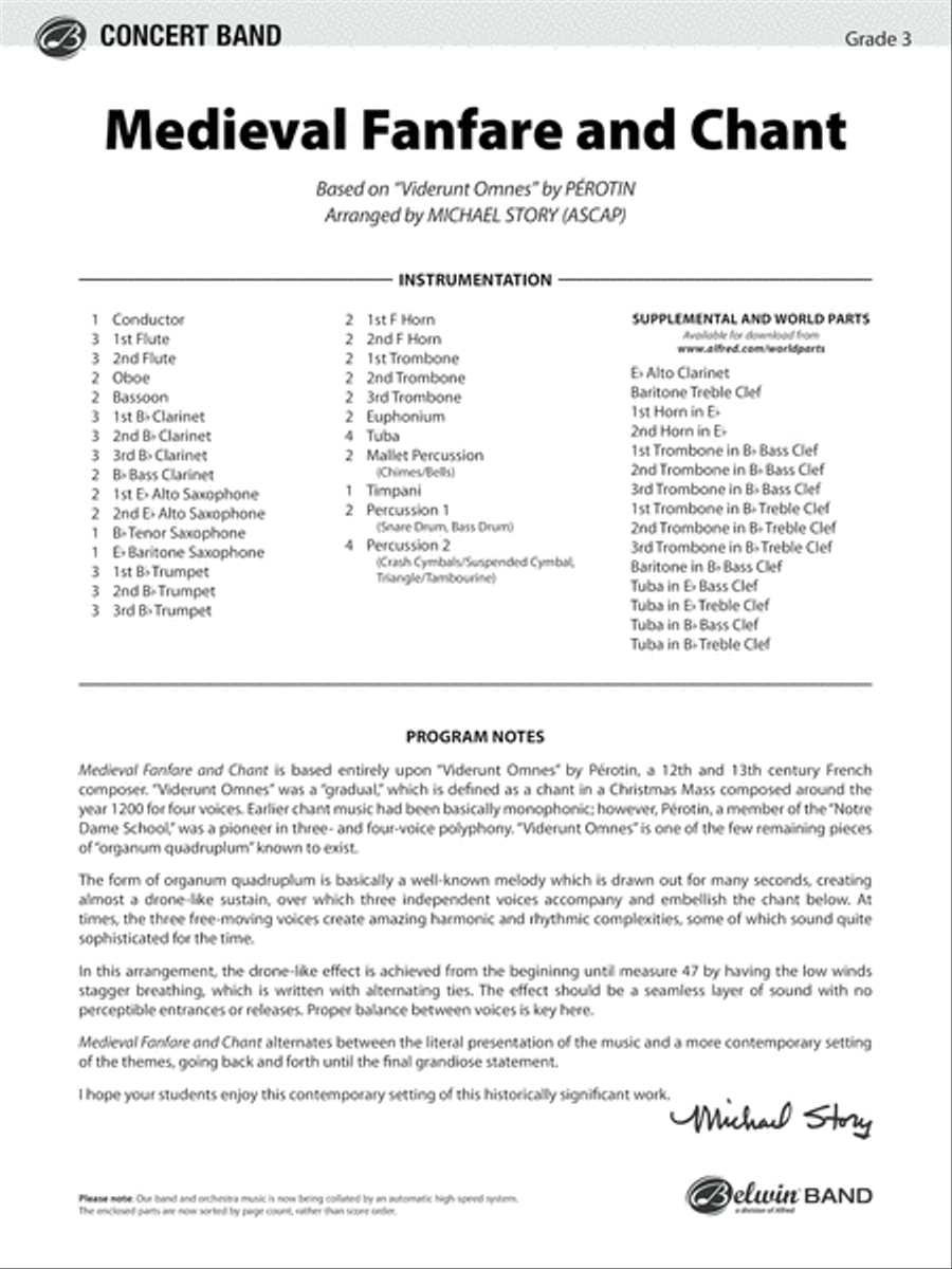 Medieval Fanfare and Chant: Score Concert Band scores gallery preview page 1