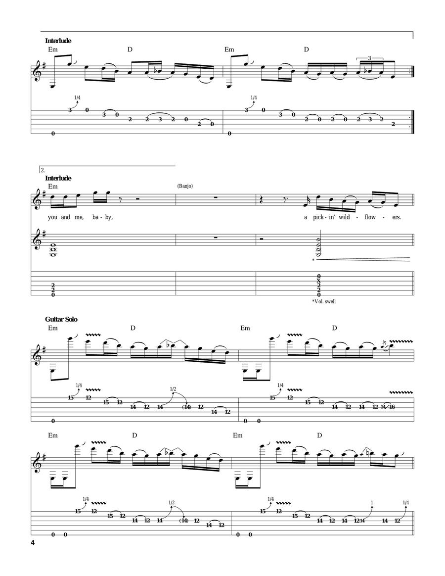 Pickin' Wildflowers Acoustic Guitar scores gallery preview page 4