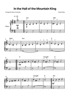 In the Hall of the Mountain King - Piano Solo with Chord Notations
