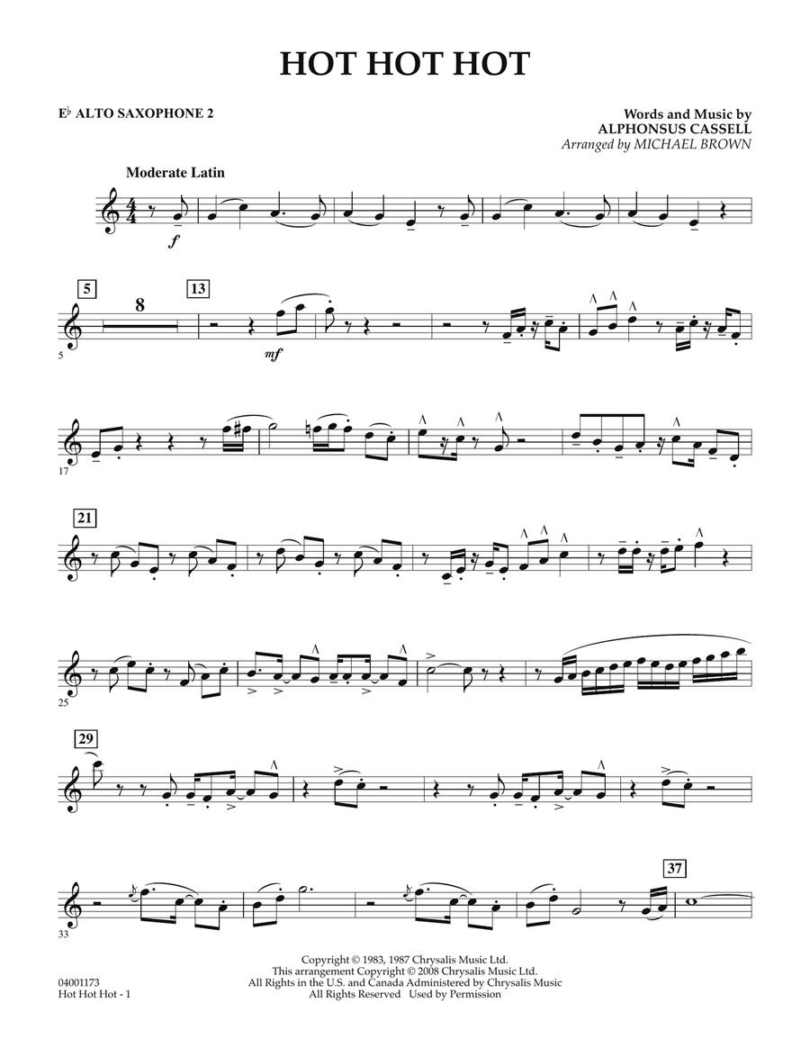 Hot Hot Hot - Eb Alto Saxophone 2 Concert Band scores gallery preview page 1