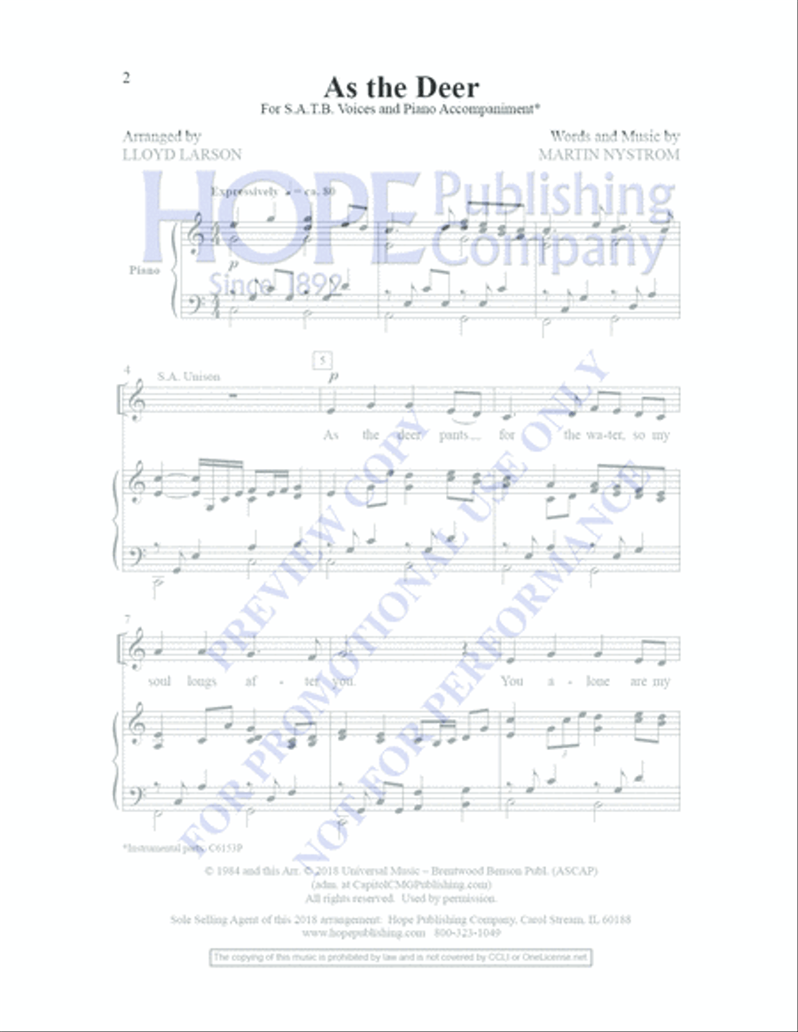 As the Deer As the Deer 4-Part scores gallery preview page 2