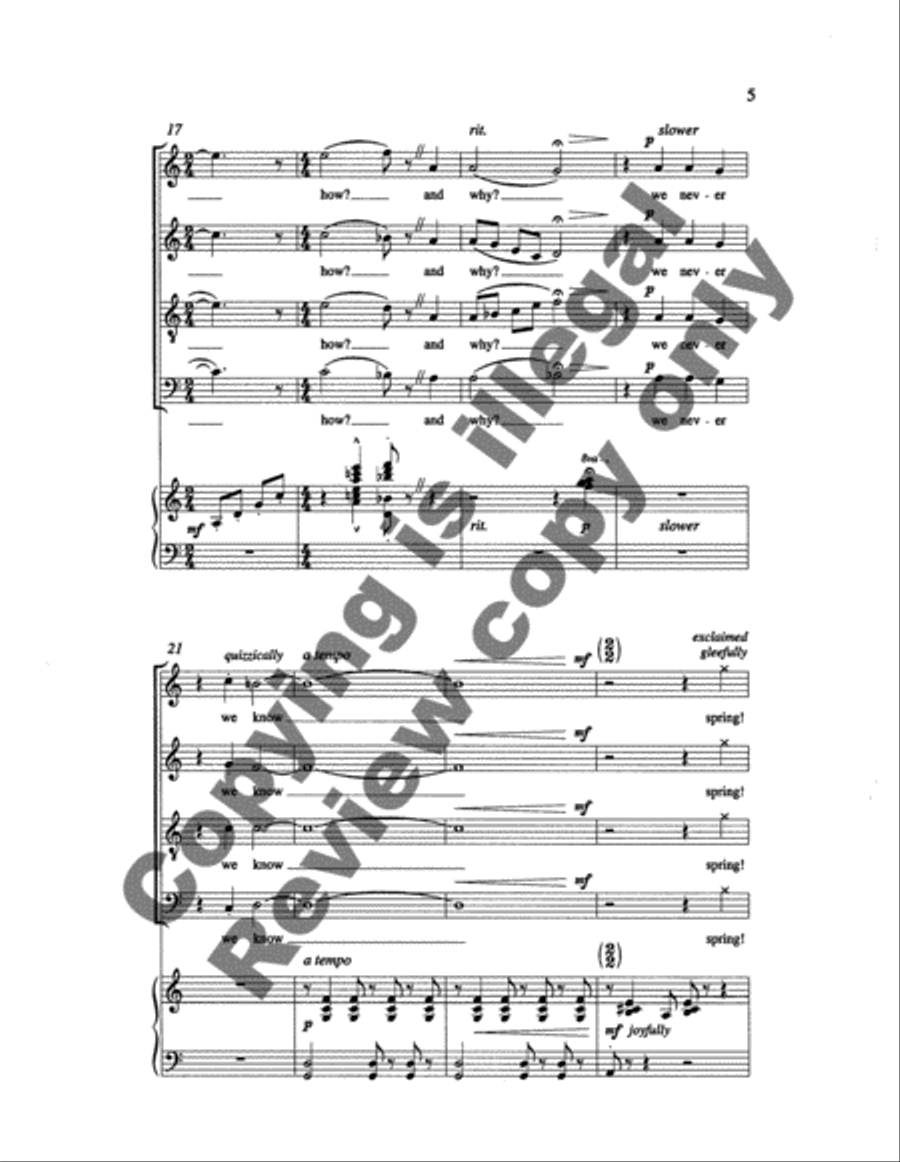 Two Songs: 1. spring! 4-Part scores gallery preview page 5