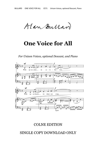 One Voice for All (unison voices, single copy download) image number null