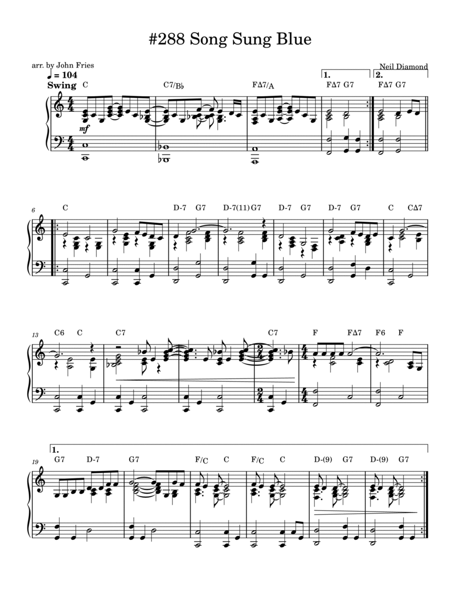 Song Sung Blue Piano Solo scores gallery preview page 1