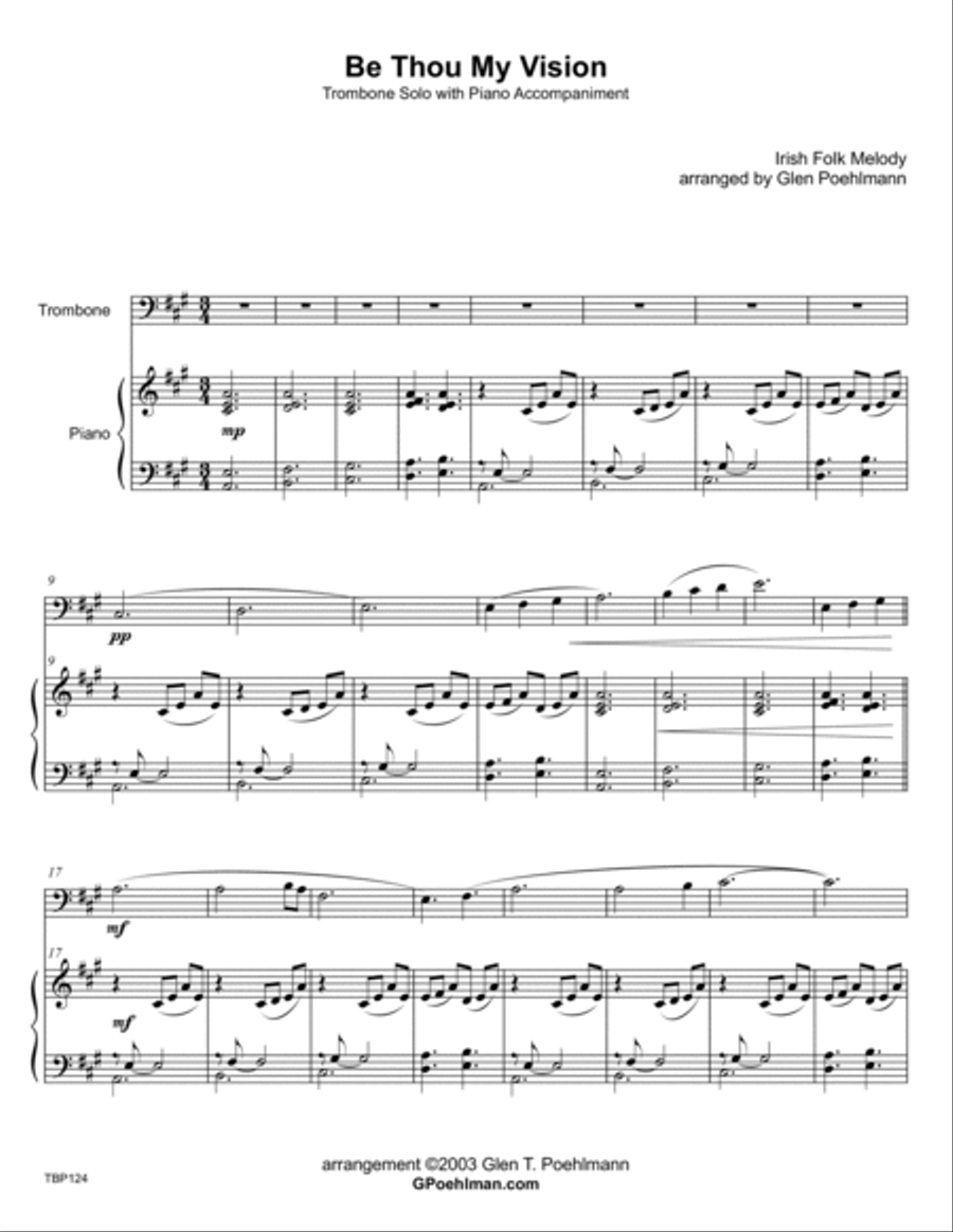 BE THOU MY VISION - TROMBONE SOLO with Piano Accompaniment Piano scores gallery preview page 1