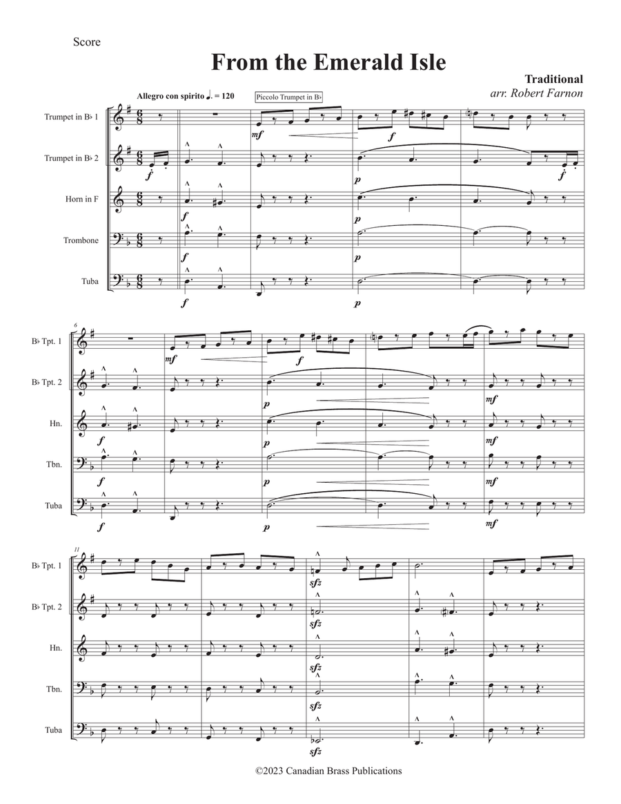 From The Emerald Isle - Full Score Brass Quintet scores gallery preview page 1