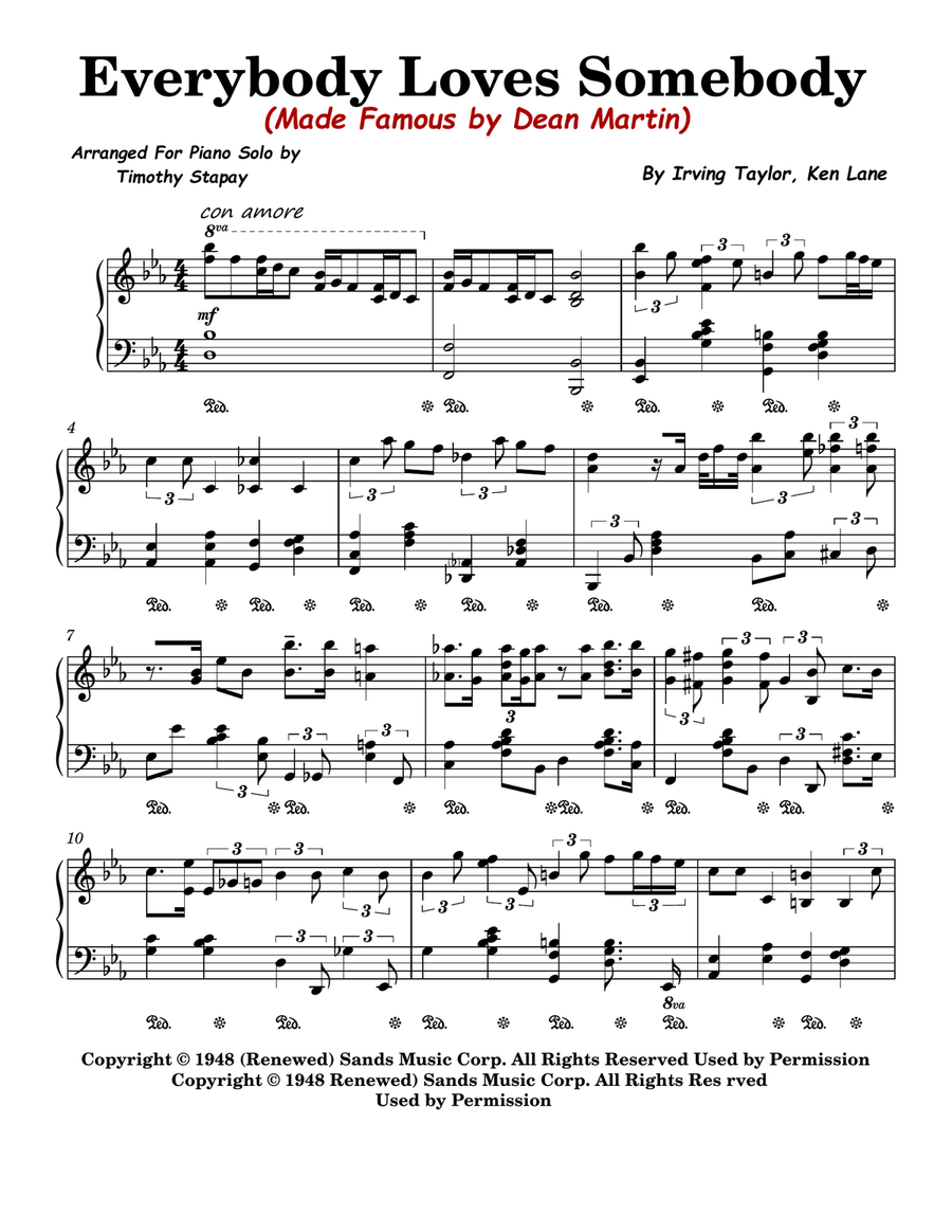 Everybody Loves Somebody Piano Solo scores gallery preview page 1
