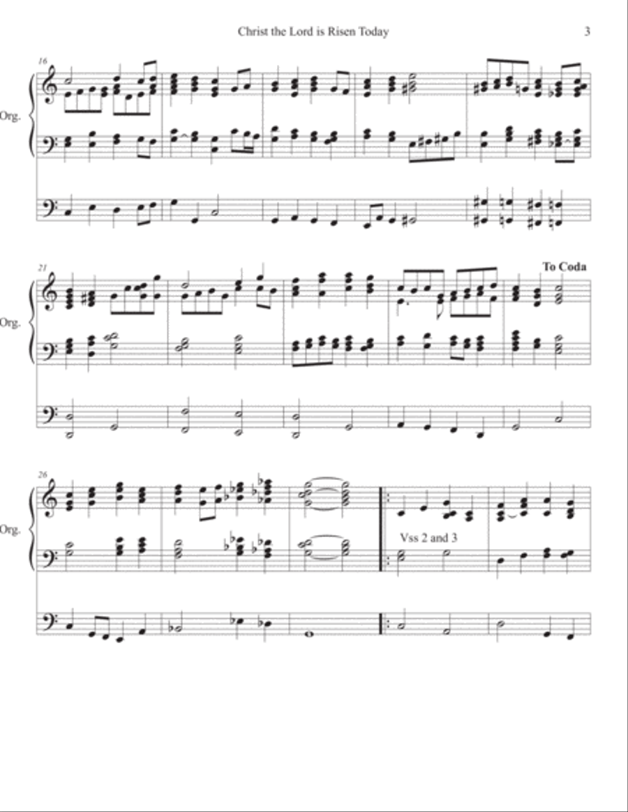 Christ the Lord is Risen Today Organ and Bb Trumpet Trumpet Duet scores gallery preview page 3
