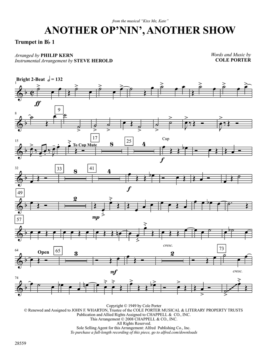 Another Op'nin', Another Show: 1st B-flat Trumpet