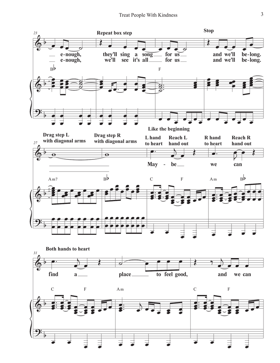Treat People With Kindness Unison Choir scores gallery preview page 3
